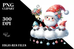 Vintage Cute Santa with Gnomes PNG Product Image 3