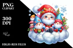 Vintage Cute Santa with Gnomes PNG Product Image 3