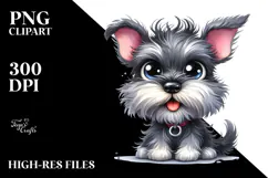 Cute Cartoon Schnauzer with Crazy Fur PNG Product Image 2
