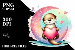 Digital Painting of Cute Boho Otter, PNG Product Image 2