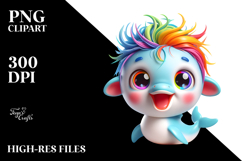 Crazy Cute Baby Dolphin with Big Eyes | Clipart Product Image 2