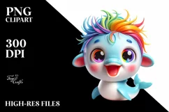 Crazy Cute Baby Dolphin with Big Eyes | Clipart Product Image 3