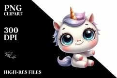 Funny Baby Face Unicorn PNG Product Image 3