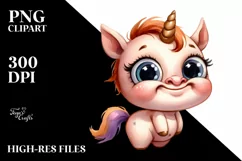 Funny Baby Face Unicorn PNG Product Image 3
