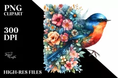 Half Flowers Bird | Vibrant Retro Watercolor Product Image 1
