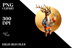 Funky Deer Drinking Cocktail, PNG Product Image 2