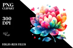 Colorful Simple Boho Flower with Heart Petals PNG Product Image 2