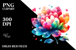 Colorful Simple Boho Flower with Heart Petals PNG Product Image 2