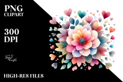 Colorful Simple Boho Flower with Heart Petals PNG Product Image 2