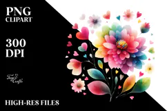 Colorful Simple Boho Flower with Heart Petals PNG Product Image 2