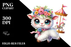 Vibrant Goofy Cute Baby Lamb PNG Product Image 2