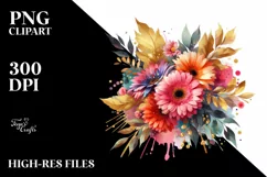 Colorful Gerbera Bouquet | Sublimation | Clipart Product Image 1