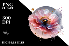 Abstract Poppy with Golden Insertions PNG Product Image 2