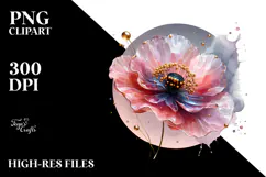 Abstract Poppy with Golden Insertions PNG Product Image 2