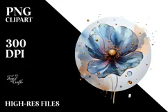 Abstract Glossy Poppy Watercolor Splash PNG Product Image 2