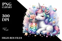 Cute Unicorn Stars PNG Product Image 3