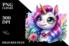 Smiling Baby Unicorn Monocle PNG Product Image 2