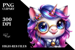 Smiling Baby Unicorn Monocle PNG Product Image 2