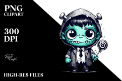 Funny Cute Frankenstein Kid, Spooky PNG Product Image 2