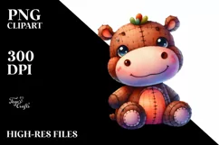 Vibrant Cute Baby Old Plush Hippo | Watercolor Flower Product Image 3