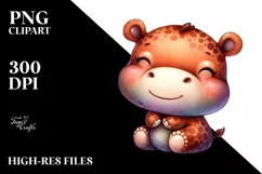 Vibrant Watercolor Cute Baby Hippo Product Image 3