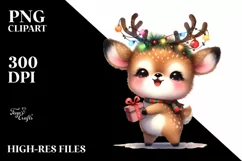 cute Watercolor Deer with Reindeer Horns and Lights Product Image 3
