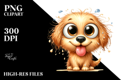 Cute Cartoon Golden Retriever with Crazy Fur PNG Product Image 2