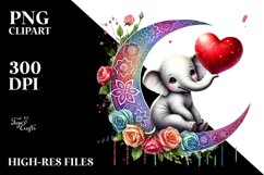 Baby Elephant on Half Moon PNG Product Image 2
