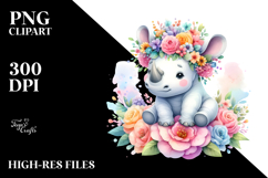 Pastel Rhino Flower | Sublimation | Clipart. Product Image 2