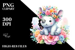 Pastel Rhino Flower | Sublimation | Clipart. Product Image 2