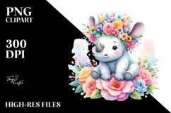 Pastel Rhino Flower | Sublimation | Clipart. Product Image 3