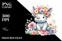 Pastel Rhino Flower | Sublimation | Clipart. Product Image 3