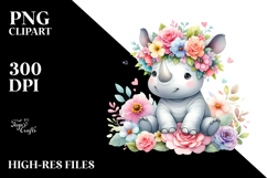 Pastel Rhino Flower | Sublimation | Clipart. Product Image 2