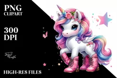 Boots-Wearing Baby Unicorn PNG Product Image 1