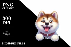 Crazy Akita Sticking Out Through Ice | Clipart Product Image 1