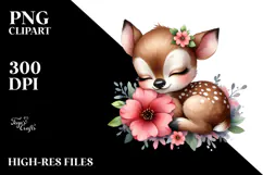 Sleeping Baby Deer Watercolor PNG Product Image 2