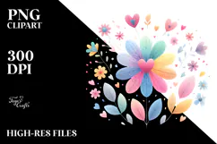 Colorful Simple Boho Flower with Heart Petals PNG Product Image 2
