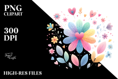 Colorful Simple Boho Flower with Heart Petals PNG Product Image 2