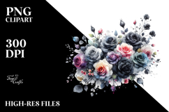 Colorful Black Roses PNG Product Image 2