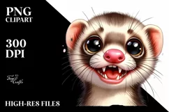 Confused Funny Ferret Watercolor Clipart Product Image 3