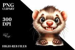 Confused Funny Ferret Watercolor Clipart Product Image 3