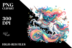 Colorful Whimsical Unicorn Dance | Sublimation | Clipart Product Image 2