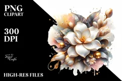 Shiny Gardenia Watercolor Clipart Product Image 1