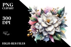 Shiny Gardenia Watercolor Clipart Product Image 1