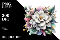 Shiny Gardenia Watercolor Clipart Product Image 1