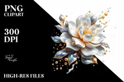 Shiny Gardenia Watercolor Clipart Product Image 3