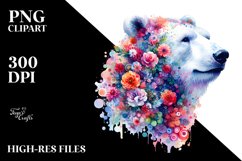 Artistic Vibrant Polar Bear Watercolor Clipart Product Image 3