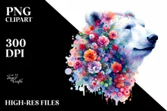 Artistic Vibrant Polar Bear Watercolor Clipart Product Image 3