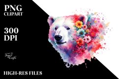 Artistic Vibrant Polar Bear Watercolor Clipart Product Image 1