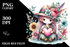 Digital Painting of Cute Boho, PNG Product Image 2
